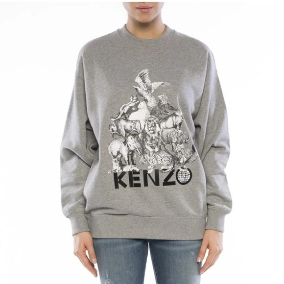 Kenzo Tops - Kenzo Gray Animal Pyramid Graphic Sweatshirt